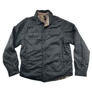 Prana Rhody Reversible Quilted Jacket Black Front Grey And Yellow Plaid Mens L